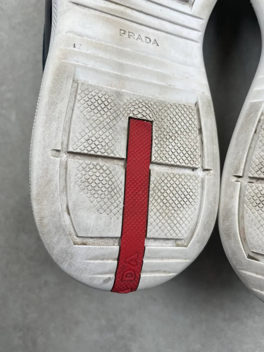 Prada Americas Cup White Blue Satin Sneakers nLzkEpU 6