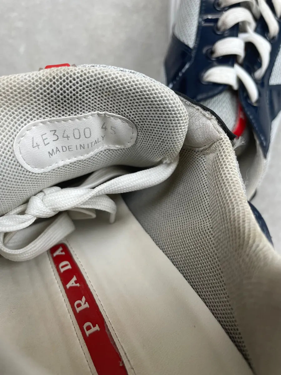 Prada Americas Cup White Blue Satin Sneakers nLzkEpU 8
