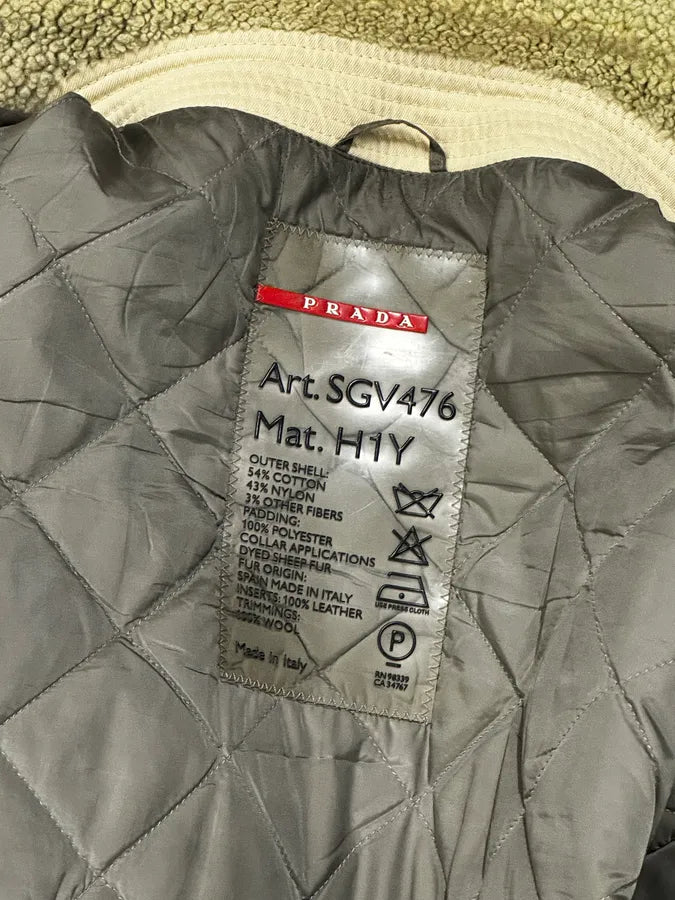 2000s Prada Beige Sherpa Collar Aviator Jacket jzQWYur 15