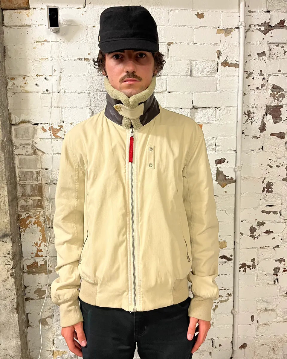 2000s Prada Beige Sherpa Collar Aviator Jacket jzQWYur 3