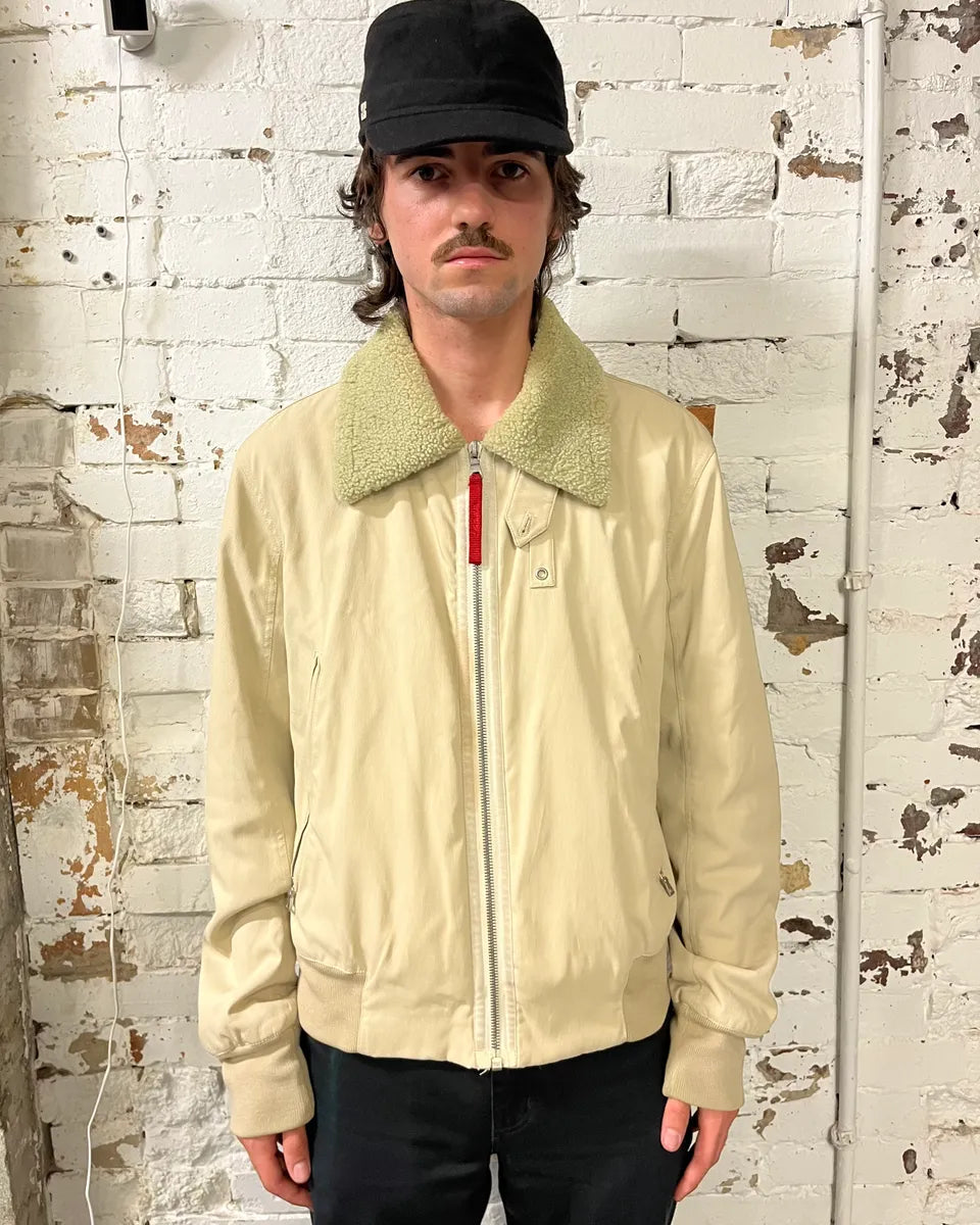 2000s Prada Beige Sherpa Collar Aviator Jacket jzQWYur 2