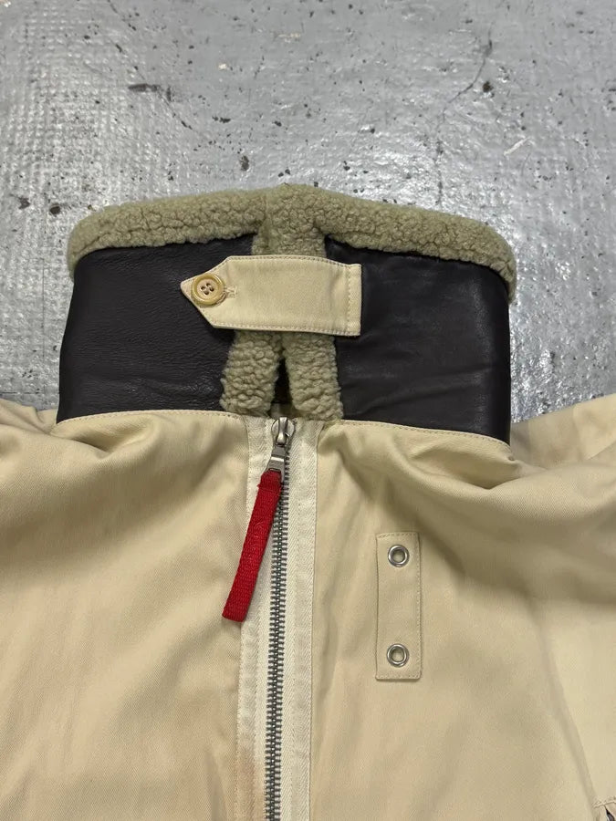 2000s Prada Beige Sherpa Collar Aviator Jacket jzQWYur 9