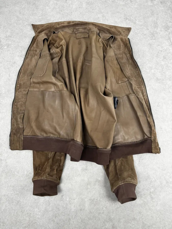 AW2007 Prada Beige Brown Suede Front Pockets Leather Jacket Epkvfgy 6