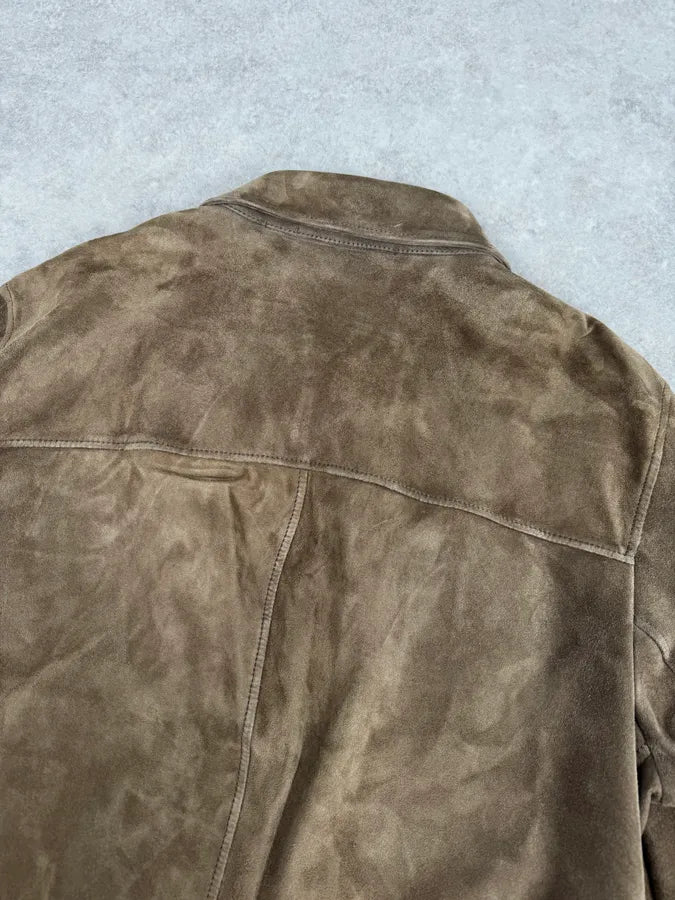 AW2007 Prada Beige Brown Suede Front Pockets Leather Jacket Epkvfgy 5