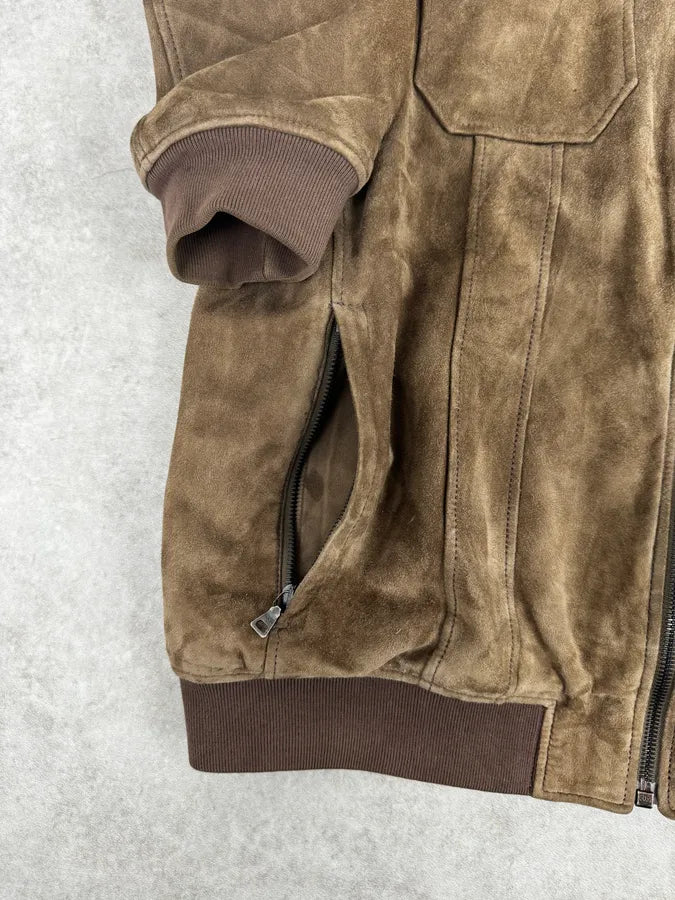 AW2007 Prada Beige Brown Suede Front Pockets Leather Jacket Epkvfgy 7