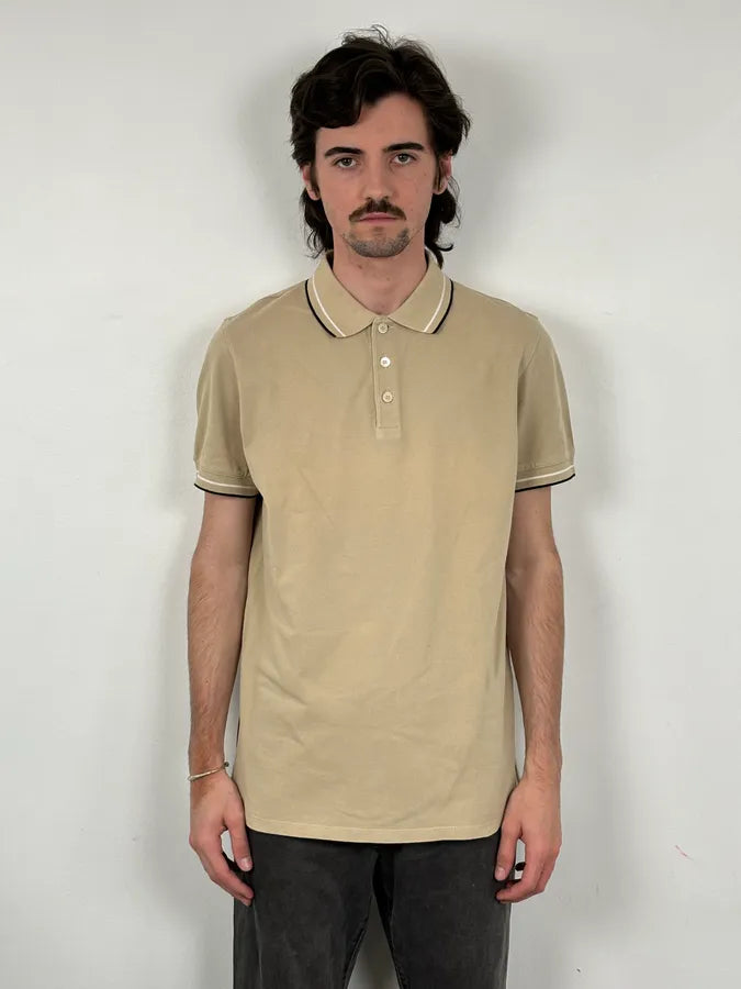 2000s Prada Beige Linea Rossa Contrast Trim Polo FDHRezw 1