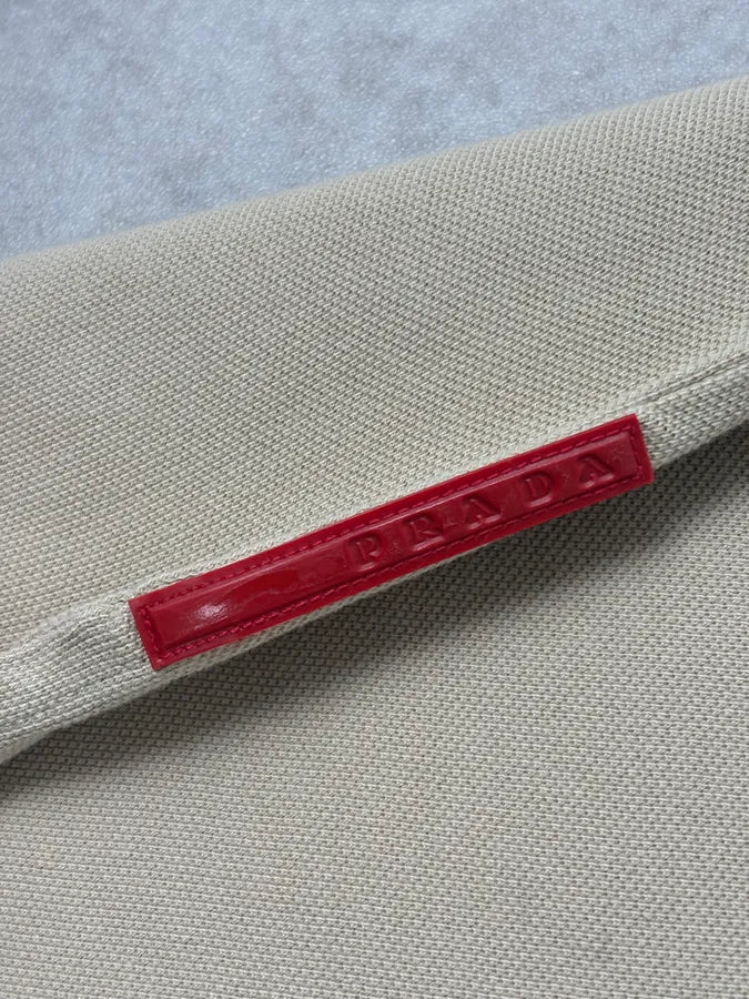 2000s Prada Beige Linea Rossa Contrast Trim Polo FDHRezw 8