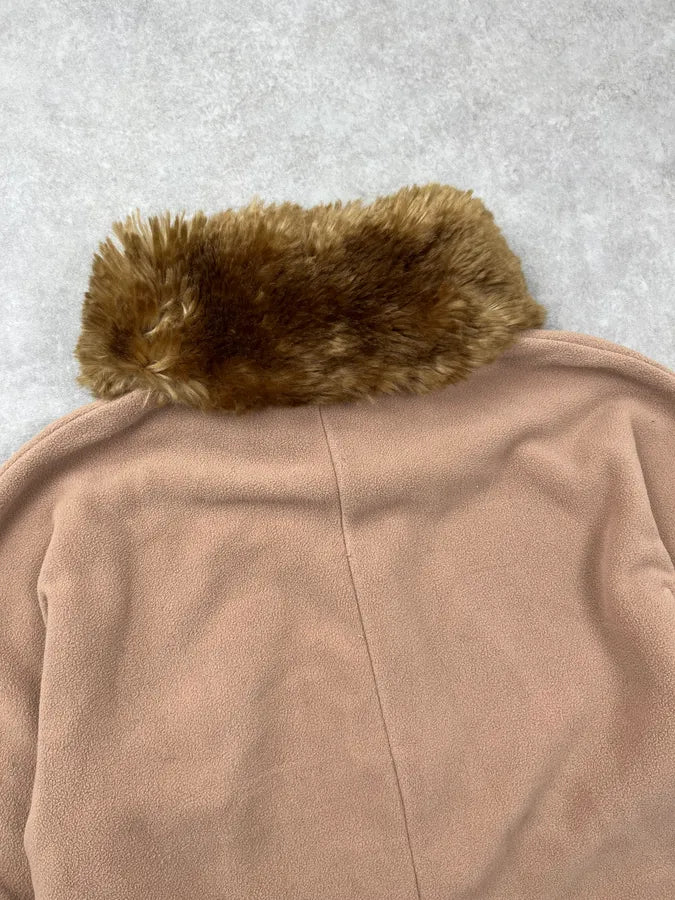 AW2011 Prada Beige Fleece Faux Fur Collar Zip-up Sweater xYHkDQx 7