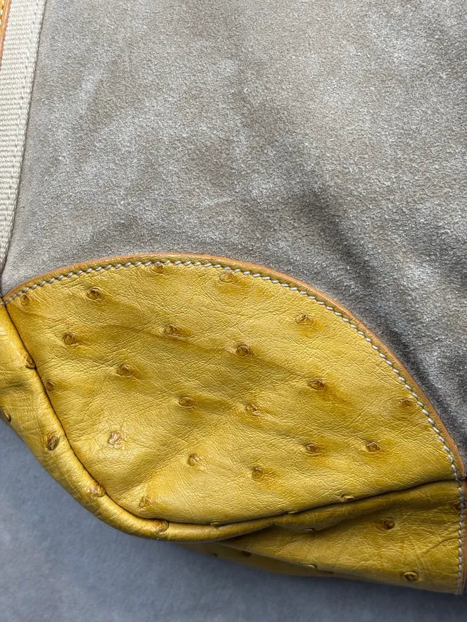 SS2004 Prada Beige Sea Life Ostrich Yellow Eyelet Leather Handle Bag GxomYFO 11