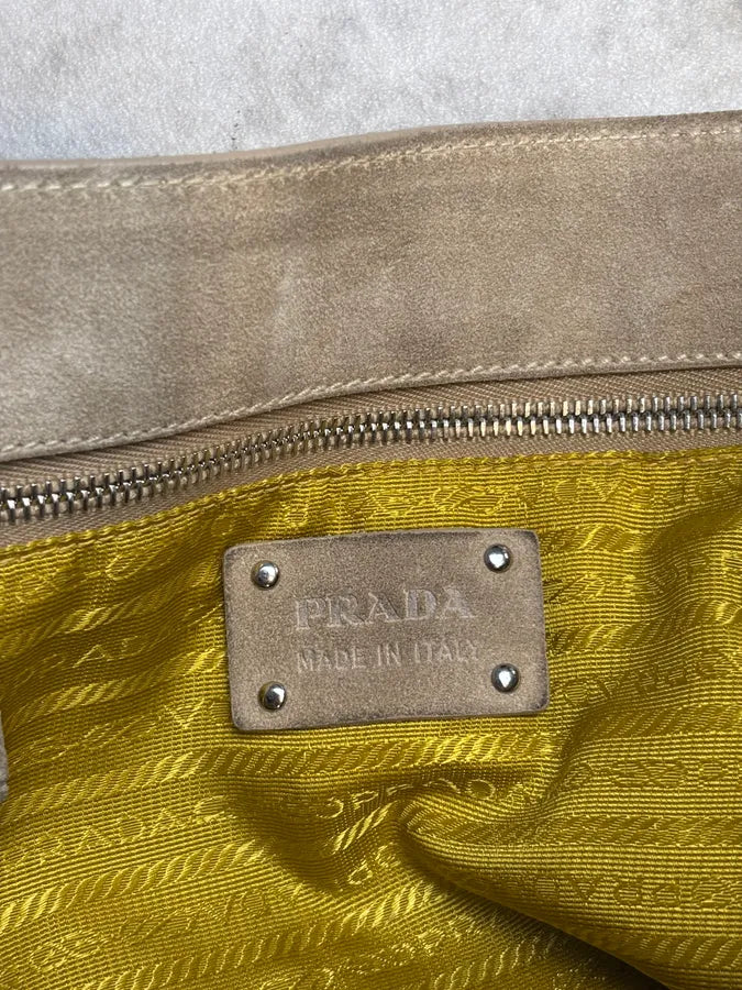 SS2004 Prada Beige Sea Life Ostrich Yellow Eyelet Leather Handle Bag GxomYFO 17