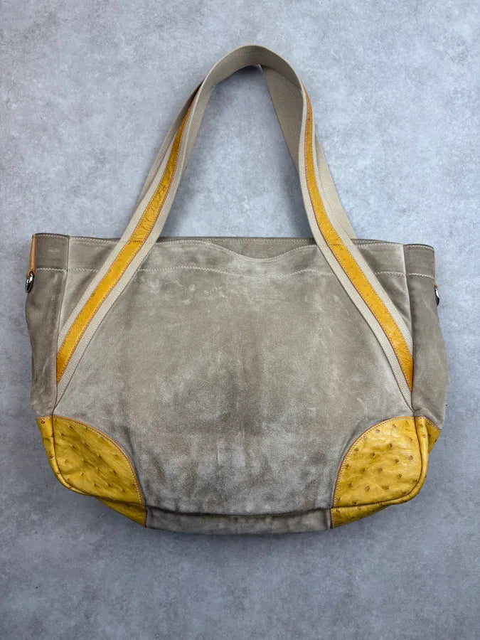 SS2004 Prada Beige Sea Life Ostrich Yellow Eyelet Leather Handle Bag GxomYFO 10