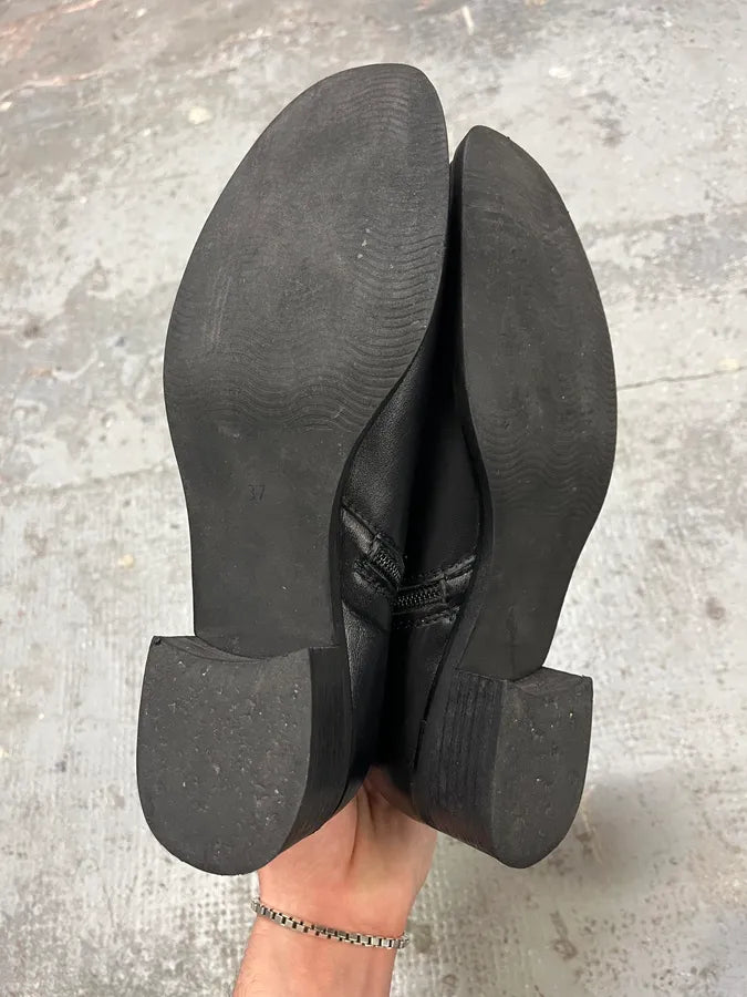 Prada Beige Linen Black Leather Boots huaeIwH 7