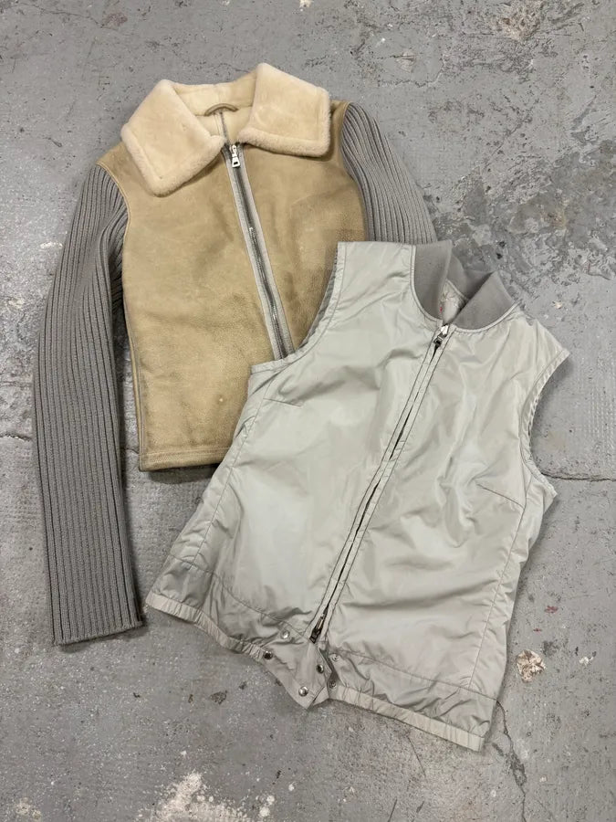 Prada Beige Shearling 2 in 1 Jacket with Vest (XS/S) 0