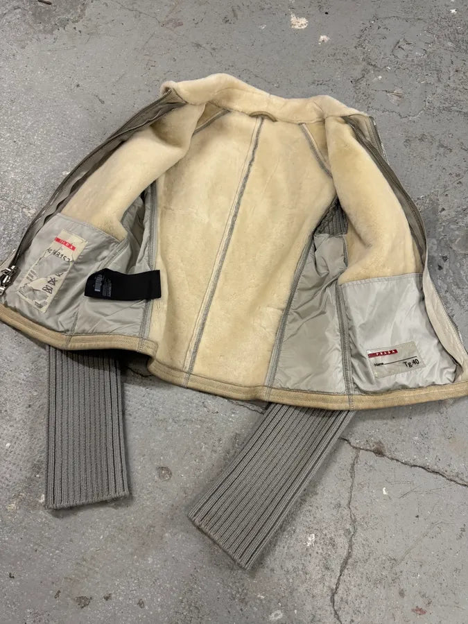 Prada Beige Shearling 2 in 1 Jacket with Vest (XS/S) 2