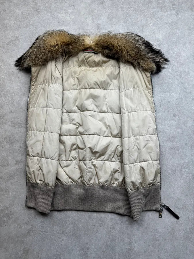 2000s Prada Beige Wool Fur-Collar Vest FFwJuNG 6