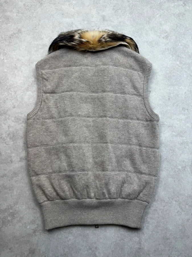 2000s Prada Beige Wool Fur-Collar Vest FFwJuNG 3