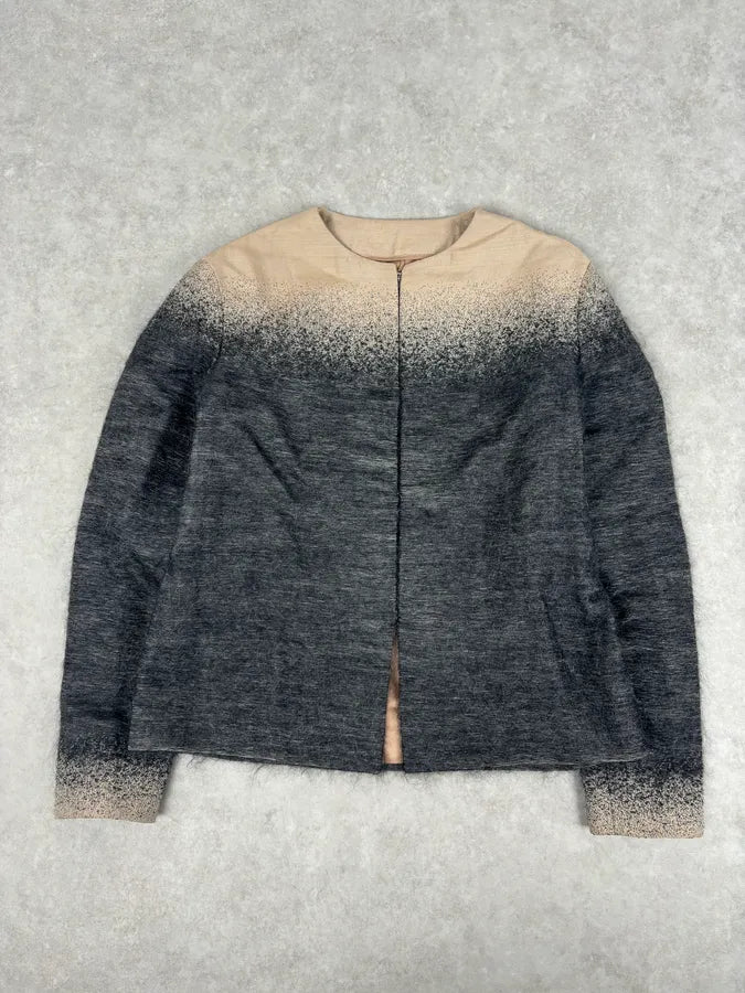 FW2007 Prada Beige & Grey Wool Gradient Boxy Jacket cJybhBe 0