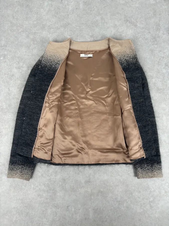 FW2007 Prada Beige & Grey Wool Gradient Boxy Vest cJybhBe 6