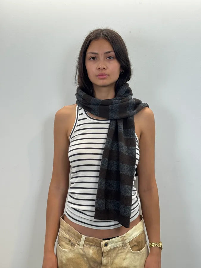AW2006 Prada Bicolor Grey Brown Scarf dYisKjU 0