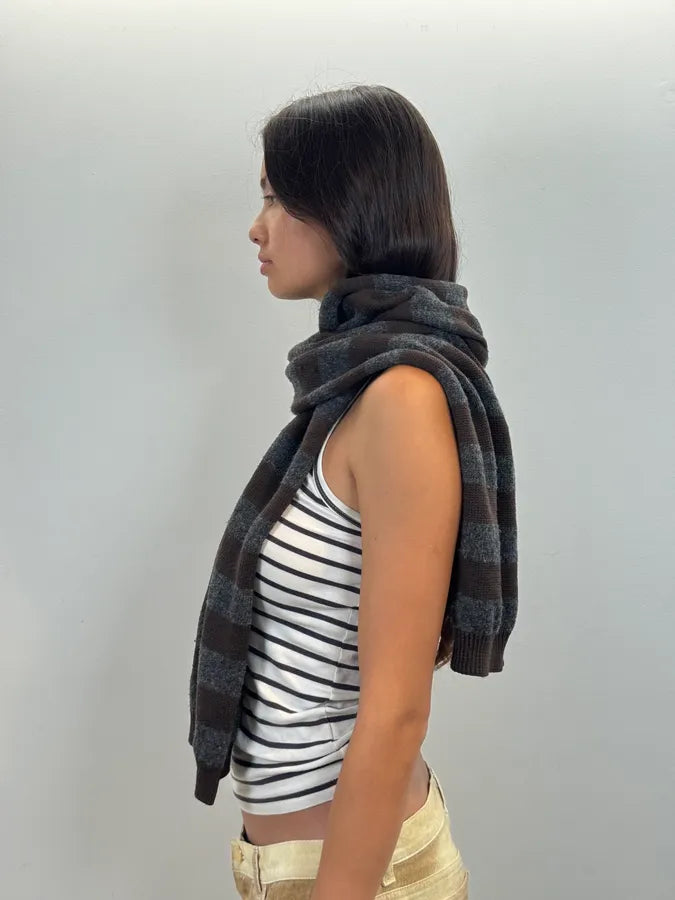 AW2006 Prada Bicolor Grey Brown Scarf dYisKjU 2