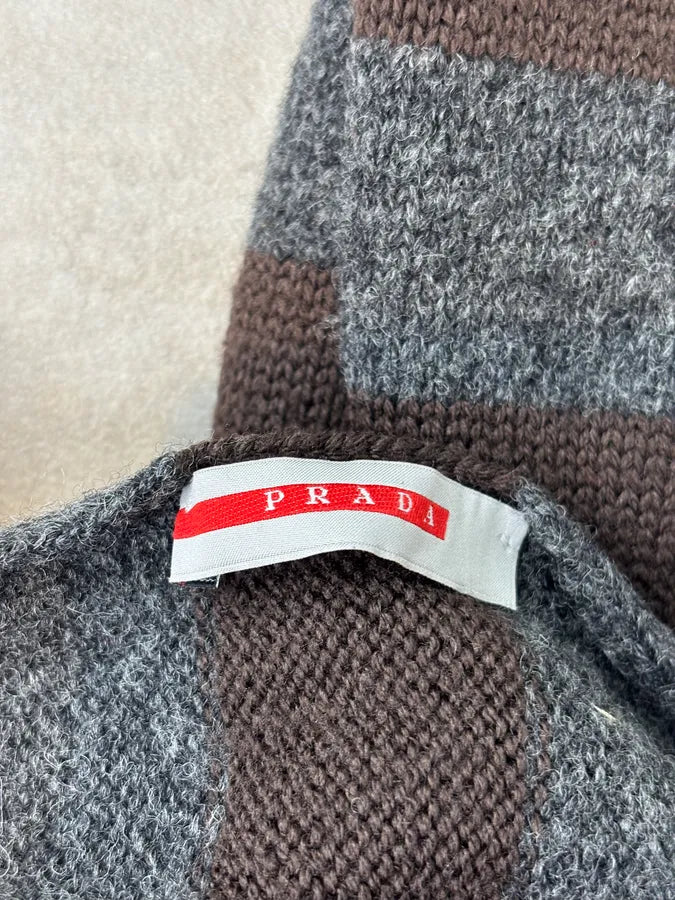 AW2006 Prada Bicolor Grey Brown Scarf dYisKjU 6