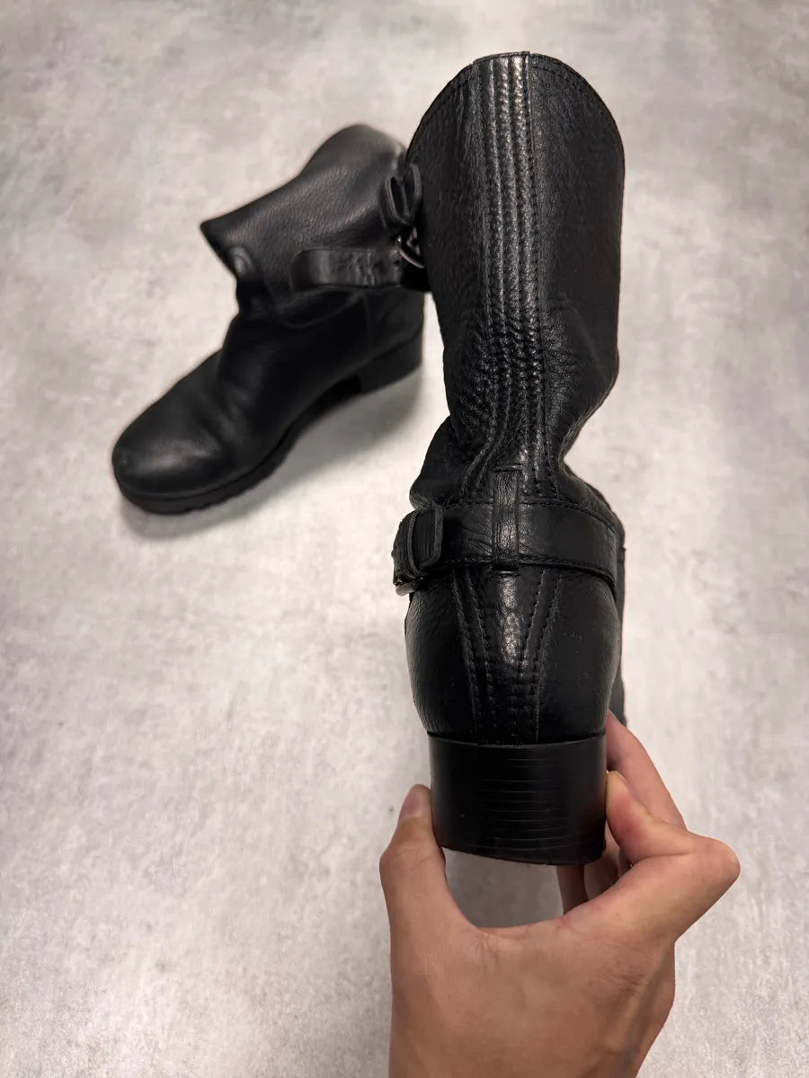 Prada Biker Black Leather Boots xHINUai 2