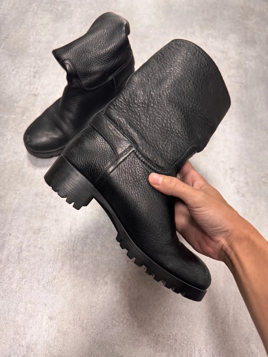 Prada Biker Black Leather Boots xHINUai 3