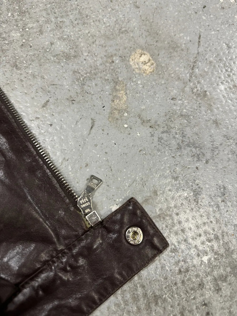 Prada Biker Brown Premium Leather Jacket (L) AgbXnGB 8