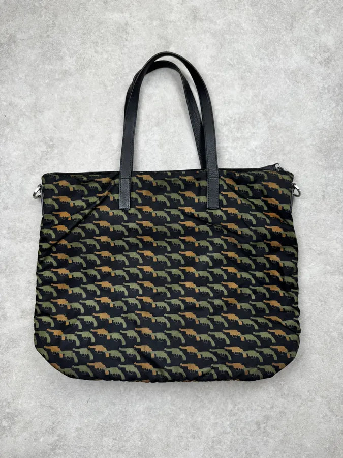 AW2014 Prada Black & Green Guns Tessuto Nylon Handle Bag uZBKJna 1