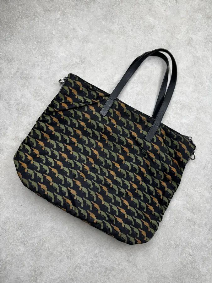 AW2014 Prada Black & Green Guns Tessuto Nylon Handle Bag uZBKJna 5