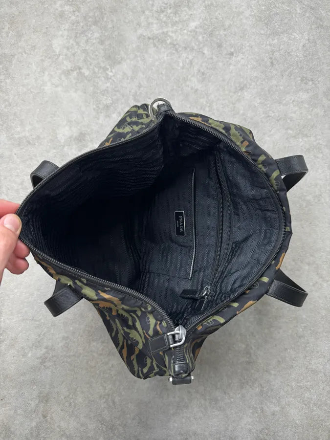 AW2014 Prada Black & Green Guns Tessuto Nylon Handle Bag uZBKJna 10