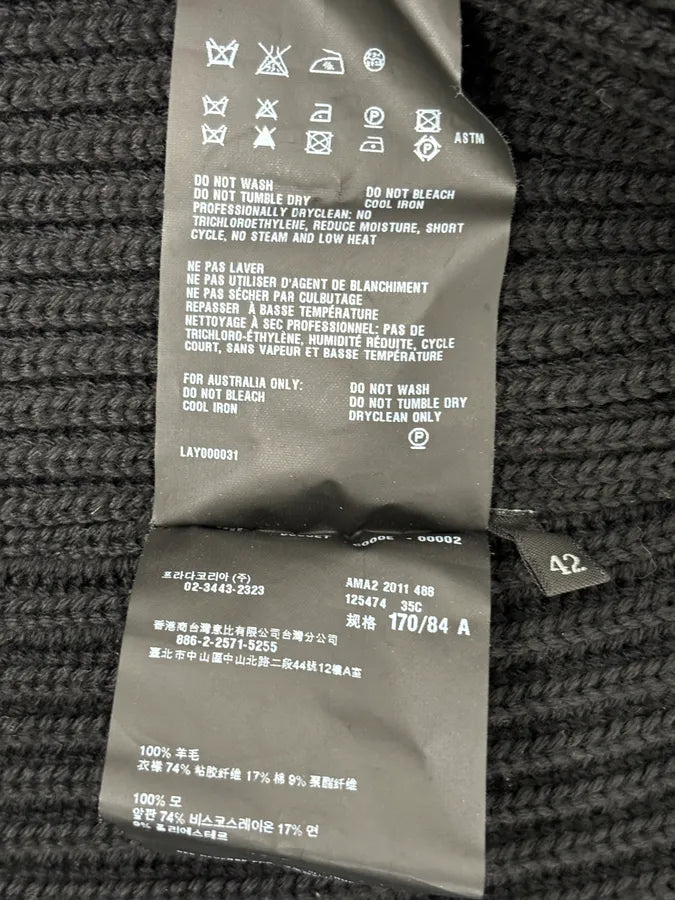 AW2011 Prada Black Officer Wool Textured Knit Cardigan Sweater EgEAvEv 11