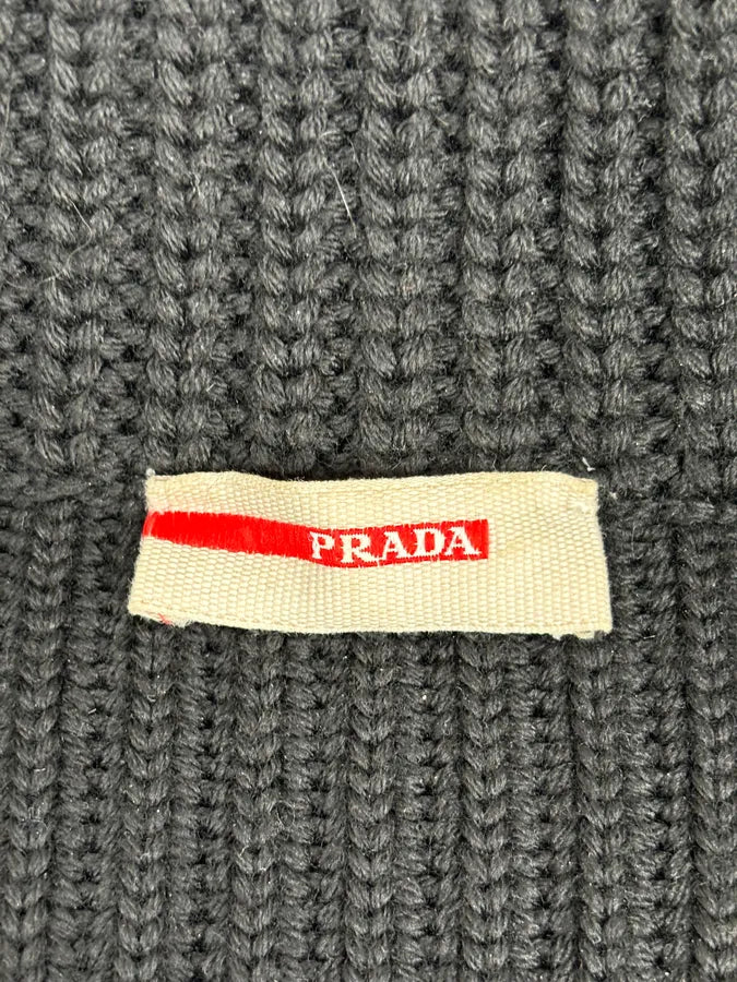 AW2011 Prada Black Officer Wool Textured Knit Cardigan Sweater EgEAvEv 8