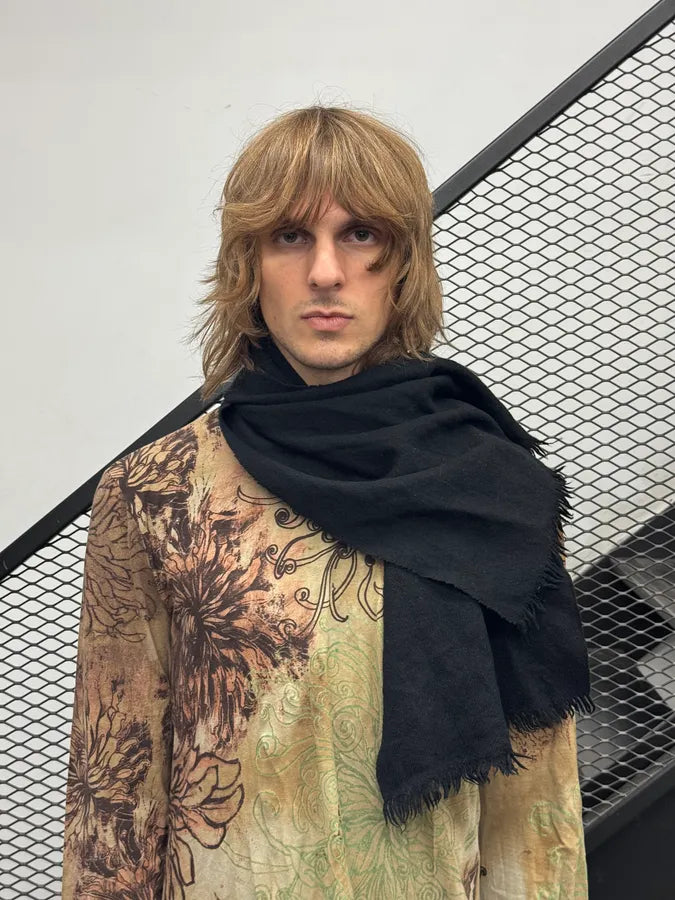 AW2004 Prada Black Classic Wool Scarf TZyfYRh 0