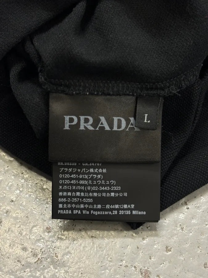SS2018 Prada Black Contrast Stripe Polo Shirt zZJvshY 8