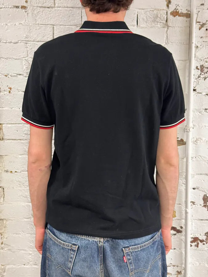 SS2018 Prada Black Contrast Stripe Polo Shirt zZJvshY 2