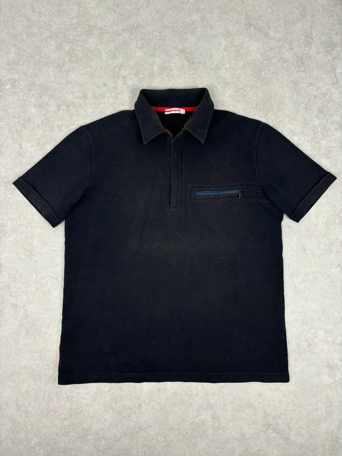2000s Prada Black Contrast Trim Polo Shirt IuBrKlM 0