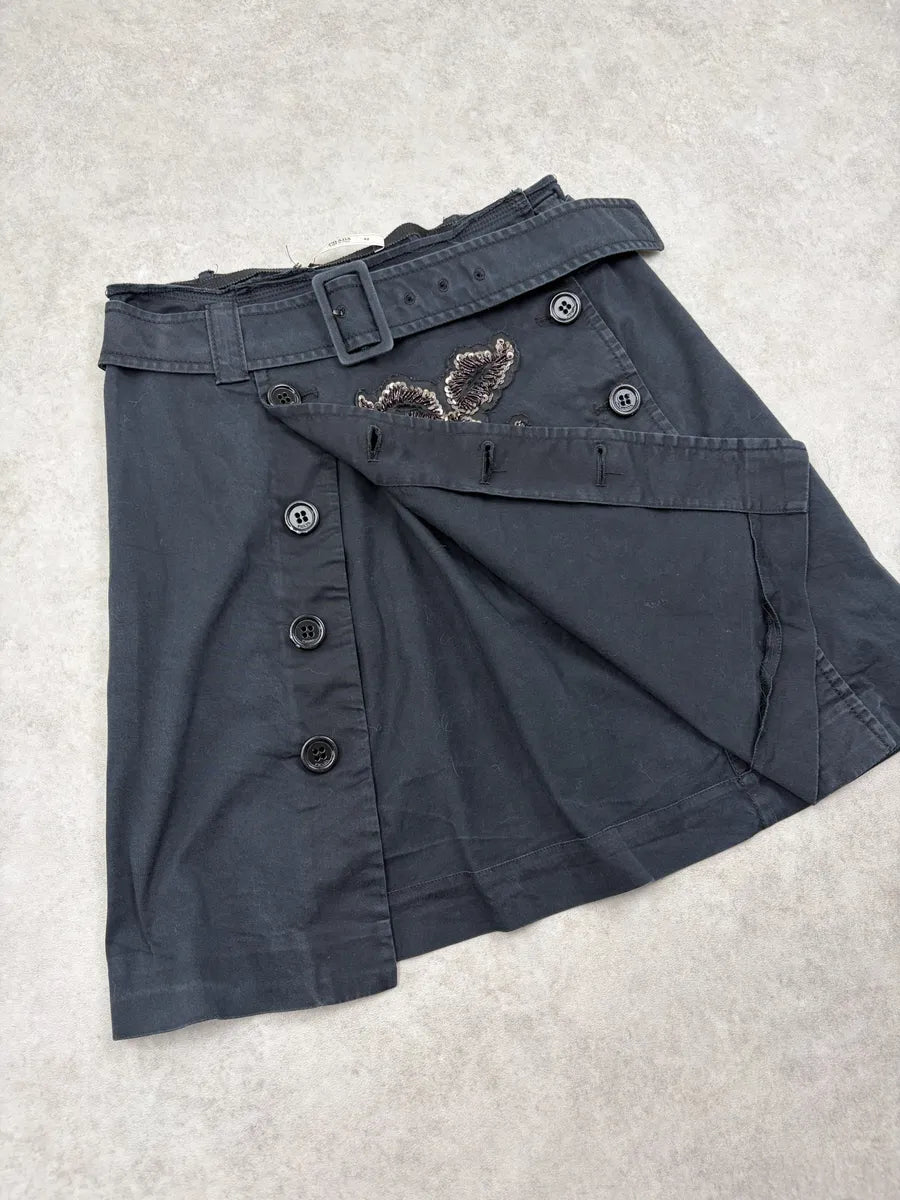 SS2006 Prada Navy Embellished Buttoned Skirt LwebSsS 7