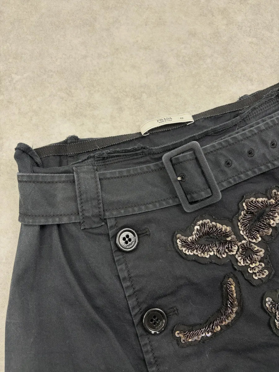 SS2006 Prada Navy Embellished Buttoned Skirt LwebSsS 5