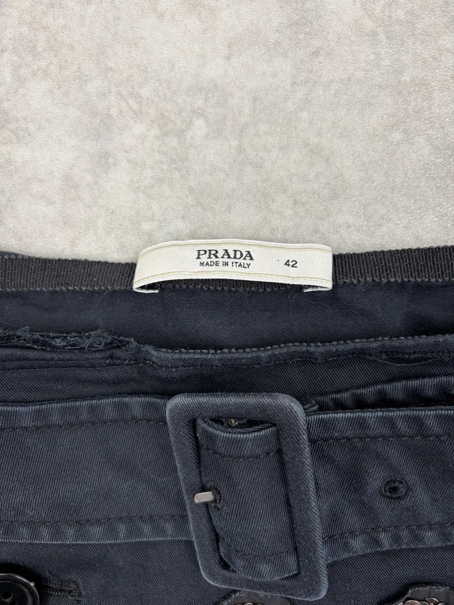 SS2006 Prada Navy Embellished Buttoned Skirt LwebSsS 6