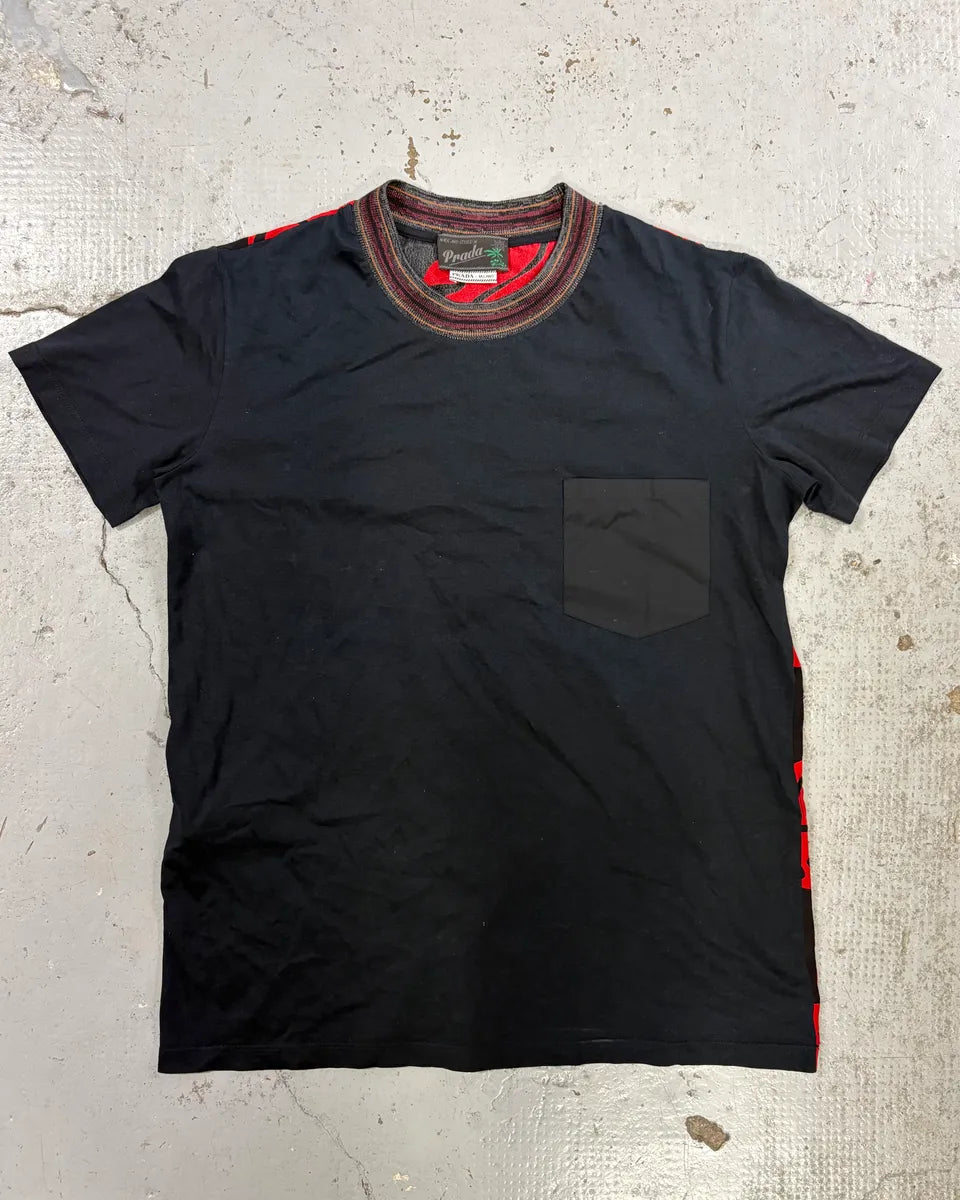 SS2013 Prada Black & Red Floral T-Shirt hhYoyBC 0