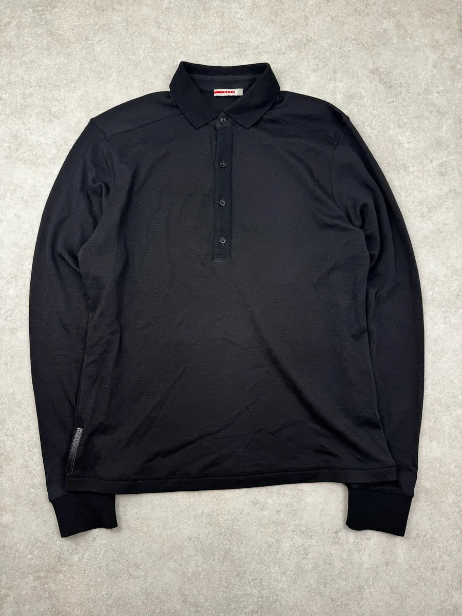 SS2006 Prada Black Longsleeves Polo DCewlqu 0
