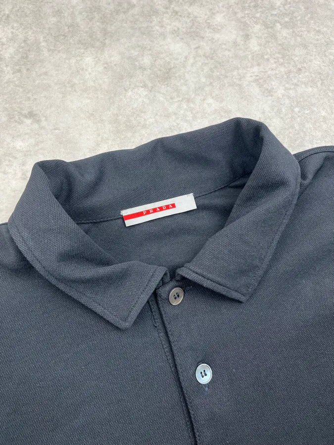 2000s Prada Black Linea Rossa Polo T-Shirt MiXfDCP 6