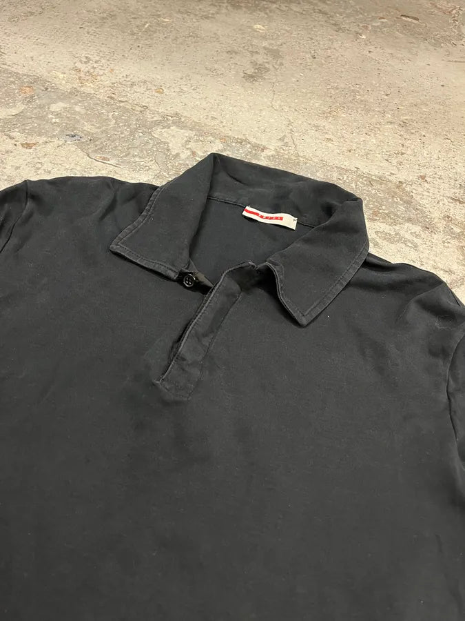 Prada Black Cotton Red Linea Rossa Tape Longsleeve Polo GegETmX 5