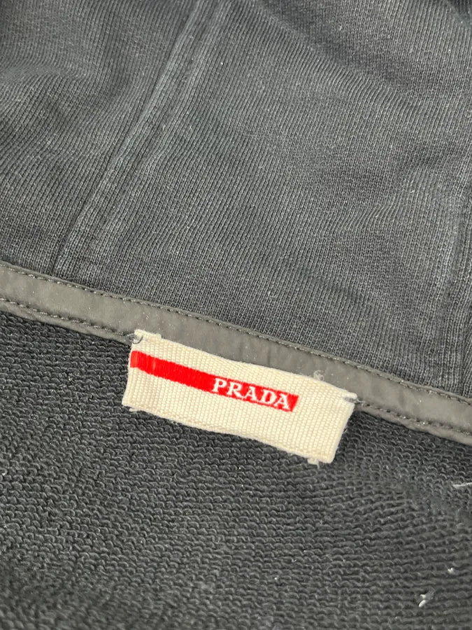 AW2006 Prada Black Linea Rossa Zip-up Hooded Sweater AZafgqw 10