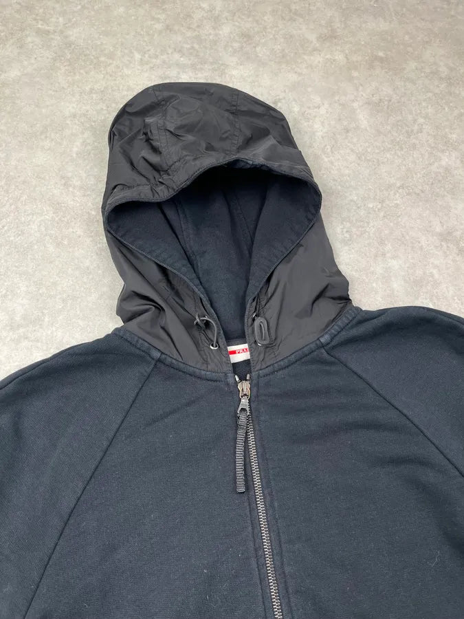 AW2006 Prada Black Linea Rossa Zip-up Hooded Sweater AZafgqw 6