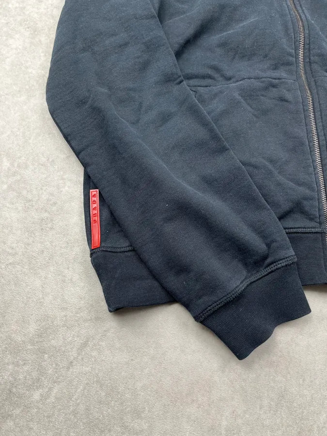 AW2006 Prada Black Linea Rossa Zip-up Hooded Sweater AZafgqw 8