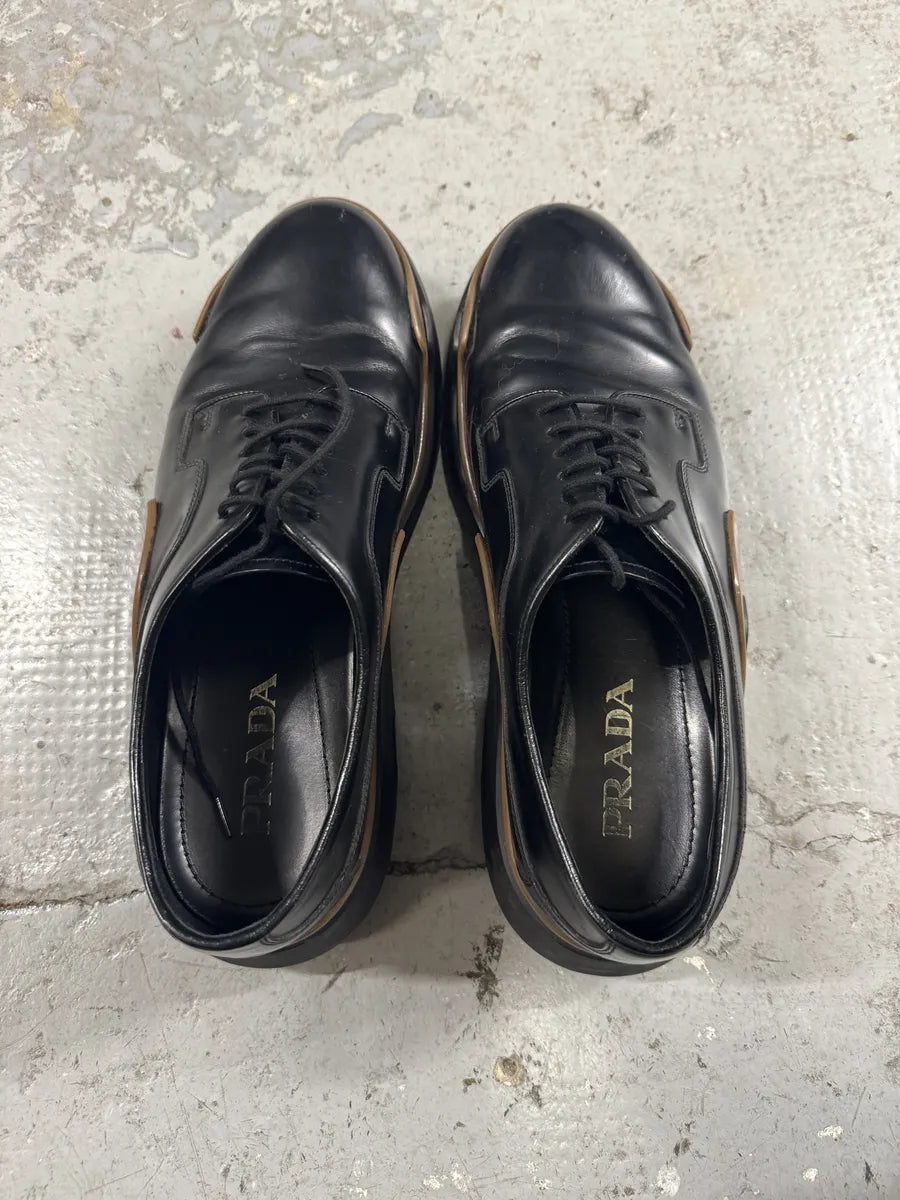 Prada Black Derby Leather Shoes uiaGLcY 3