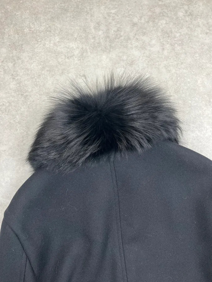AW2013 Prada Black Dyed Fox Fur Collar Ribbed Sleeves Jacket Qxnjiwu 8