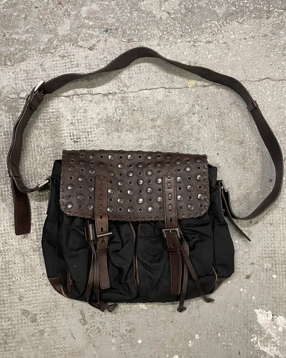 Prada Black Embellished Studded Shoulder Bag (OS) 0